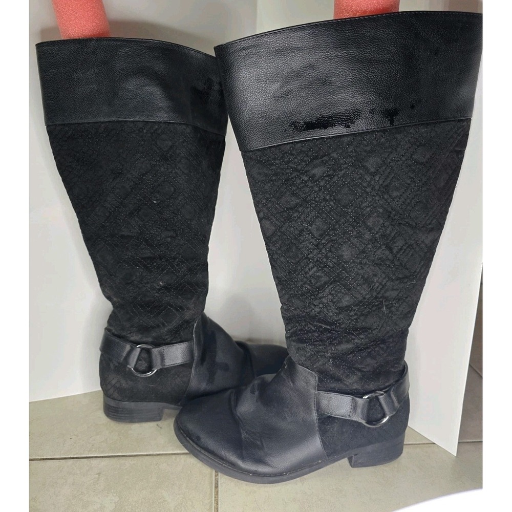 Torrid Womens Size 9 Wide Black Vegan Suede Buckle Knee High Tall Boots Zip